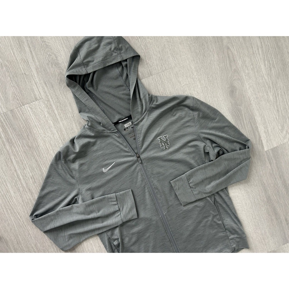 New York Mets Grey Nike Zip Up Hooded Sweatshirt Size Medium Authentic